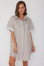 Load image into Gallery viewer, APEX Dress Taupe Stripe | A L E X A N D R A