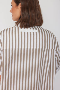 APEX Dress Taupe Stripe | A L E X A N D R A