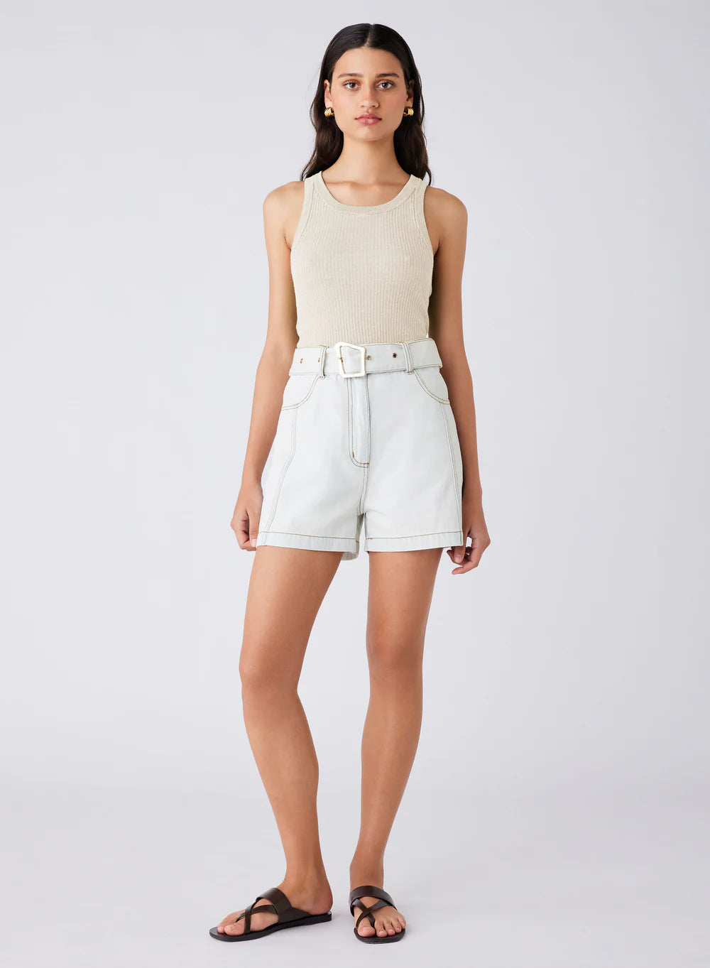 Bronte Linen Tank Cream | Esmaee