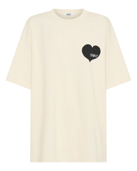 SŚAINT Heart Tee: Cream & Black | SŚAINT