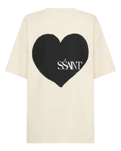 SŚAINT Heart Tee: Cream & Black | SŚAINT