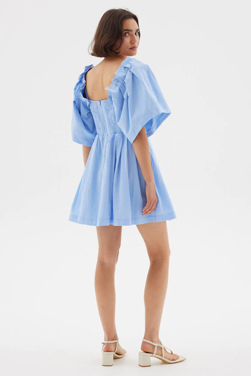 ORIGAMI MINI DRESS - SERENE BLUE SOVERE – Ted & Olive Boutique