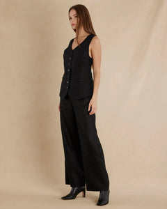 Ciel Linen Waistcoat, Black | Amelius