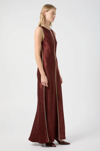 Crush Contrast Bind Maxi Tank Dress, Shiraz & Apple | Third Form