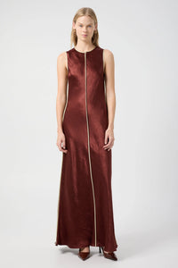 Crush Contrast Bind Maxi Tank Dress, Shiraz & Apple | Third Form