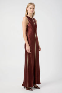 Crush Contrast Bind Maxi Tank Dress, Shiraz & Apple | Third Form