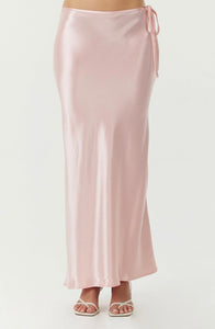 Satin Bias Tie Side Skirt - Fairy Floss / Third Form