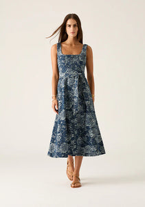 Tatiana Print Denim Midi Dress / MOS