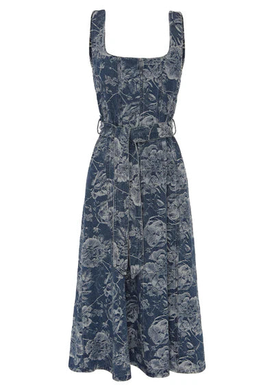 Tatiana Print Denim Midi Dress / MOS