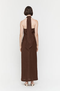 Cross Over Halter Dress, Chocolate | Friend of Audrey