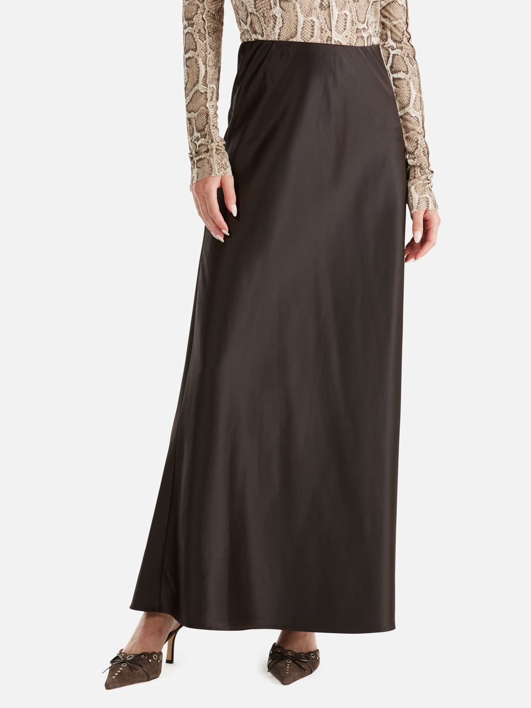 Isy Satin Skirt, Mocha | Ena Pelly