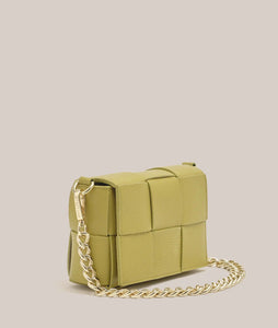 Margot Mini Pistacchio Leather Woven Bag / Vestirsi