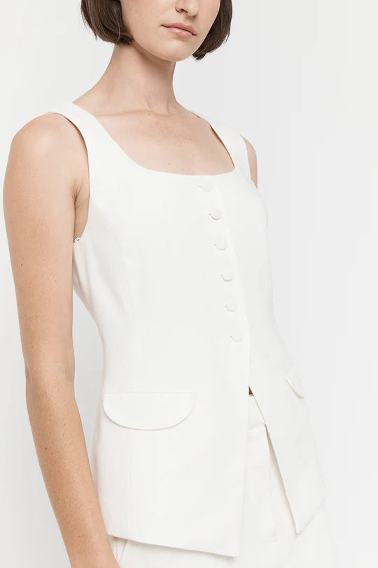 Anina Classic Waistcoat, White | Friend of Audrey