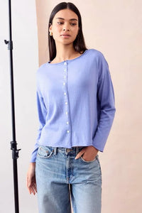 Pure Reversible Button Cardi, Cornflower | Mia Fratino