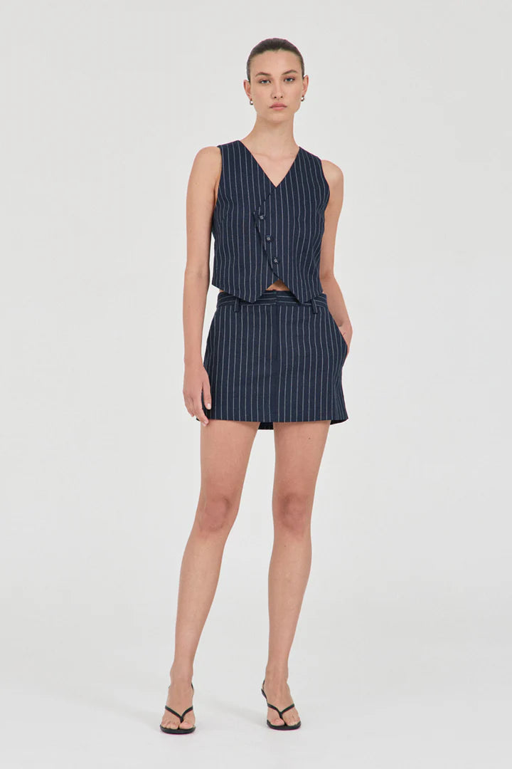 Jayden Stripe Waistcoat, Navy | Friend of Audrey