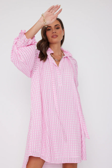 Lycium Dress, Chequer Pink | A L E X A N D R A