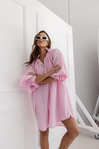 Lycium Dress, Chequer Pink | A L E X A N D R A