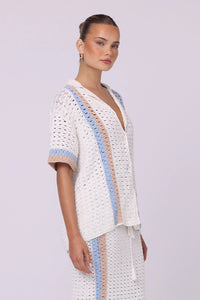 Lea Crochet Shirt Villa Stripe | Isabelle Quinn