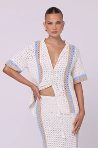 Lea Crochet Shirt Villa Stripe | Isabelle Quinn