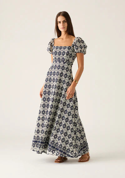 Pedra Embroidery Maxi Dress Navy / MOS