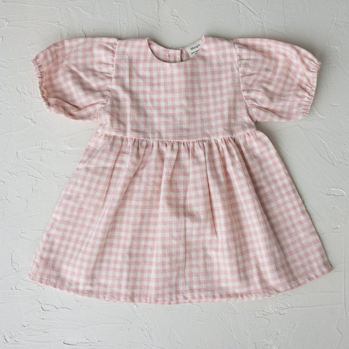 The Peony Dress Pink Check  / Morgot Linen