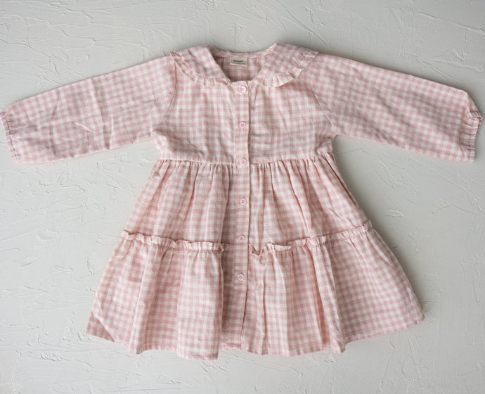 The Pippy Dress pink check / Margot Linen