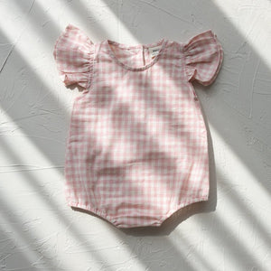 The Margot Romper Pink check / Margot Linen