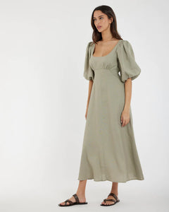 Romilly Linen Midi Dress Sage