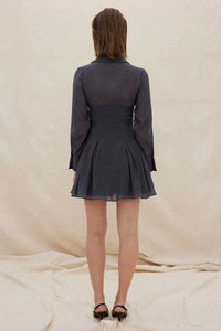 Enigma Semi Sheer Shirt Dress, Black | SOVERE