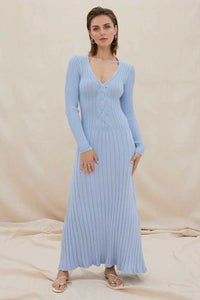 Sovere Laced Long Sleeve Midi Dress, Dawn Blue | Sovere