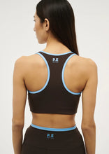 Load image into Gallery viewer, Stellar Sports Bra, Coffee/Bright Blue | PE Nation