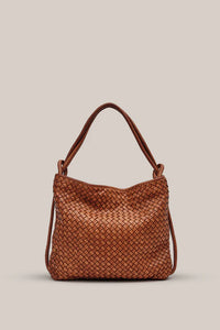 Woven Bella Tan 2 in 1 Convertible Backpack Tote / Vestirsi