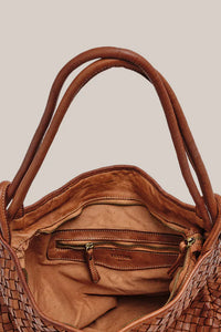 Woven Bella Tan 2 in 1 Convertible Backpack Tote / Vestirsi