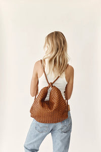 Woven Bella Tan 2 in 1 Convertible Backpack Tote / Vestirsi