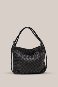 Woven Bella Black 2 in 1 Convertible Backpack Tote / Vestirsi