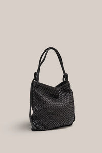 Woven Bella Black 2 in 1 Convertible Backpack Tote / Vestirsi