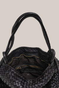 Woven Bella Black 2 in 1 Convertible Backpack Tote / Vestirsi