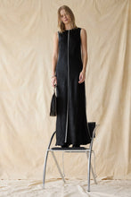 Load image into Gallery viewer, Crush Contrast Bind Maxi Tank Dress, Black &amp; Cream | Third Form