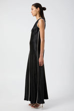 Load image into Gallery viewer, Crush Contrast Bind Maxi Tank Dress, Black &amp; Cream | Third Form