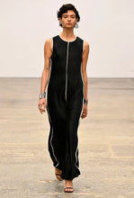 Load image into Gallery viewer, Crush Contrast Bind Maxi Tank Dress, Black &amp; Cream | Third Form