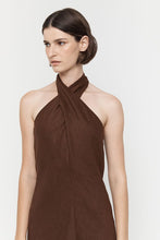 Load image into Gallery viewer, Cross Over Halter Dress, Chocolate | Friend of Audrey