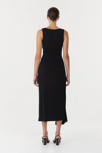 Stirling Twist Cross Over Midi Dress, Black | Third Form