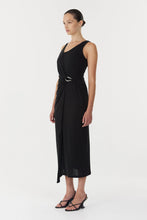 Load image into Gallery viewer, Stirling Twist Cross Over Midi Dress, Black | Third Form