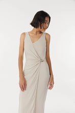 Load image into Gallery viewer, Stirling Twist Cross Over Midi Dress, Oyster Grey | Third Form