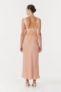 Visions Lace Deep V Maxi Dress, Coral | Third Form