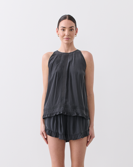 ANGELICA SILK TOP, Sandwash Black | JOSLIN